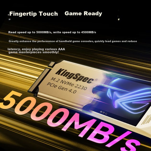 SSD-накопитель KingSpec 512 ГБ NVMe 2230 M.2, интерфейс PCIe4.0, скорость чтения 5000 МБ/с, совместим с портативной консолью SteamDeck. - изображение 5