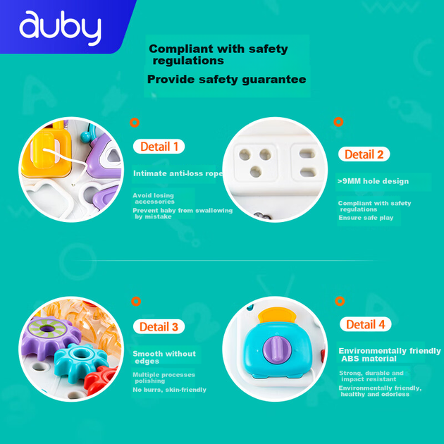 Развивающий игровой столик Auby Busy Board House в стиле Монтессори, многофункциональная игрушка для младенцев и малышей, подарок на день рождения для детей от 1 до 3 лет. - зображення 7
