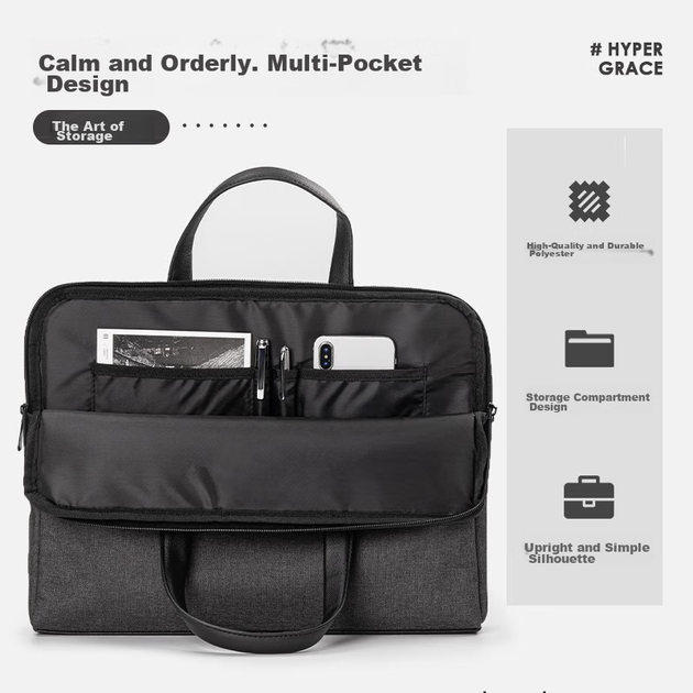 Папка-портфель Deli з поліестеру для документів, темно-сіра - зображення 7