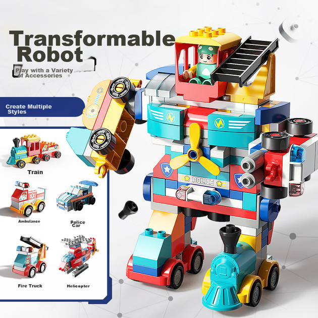 FEELO, совместимый с крупными строительными блоками LEGO, игрушка для мальчиков и девочек, подарок на день рождения, робот 1669 - изображение 5