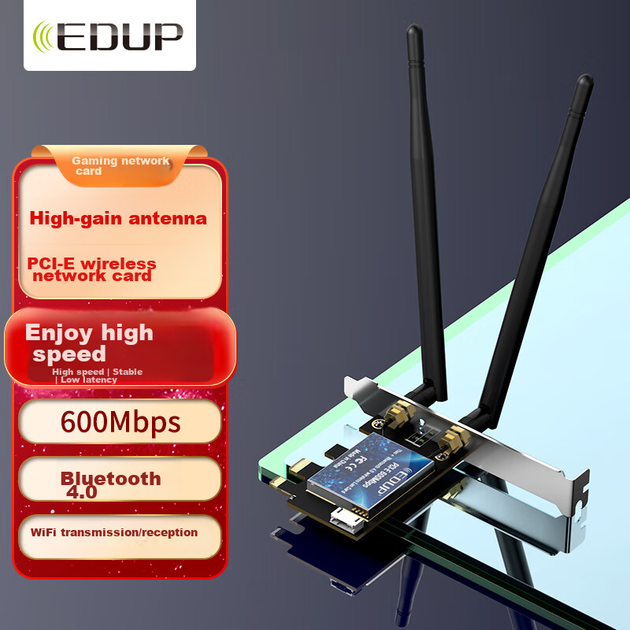 Бездротова мережева карта EDUP PCI-E, дводіапазонний бездротовий модуль WIFI Bluetooth 4.0 зі швидкістю 600 Мбіт/с, адаптер Bluetooth, вбудований приймач WIFI для настільного комп'ютера EP-9619 - Фото 4 Бездротова мережева карта EDUP PCI-E, дводіапазонний бездротовий модуль WIFI Bluetooth 4.0 зі швидкістю 600 Мбіт/с, адаптер Bluetooth, вбудований приймач WIFI для настільного комп'ютера EP-9619 - зображення 4