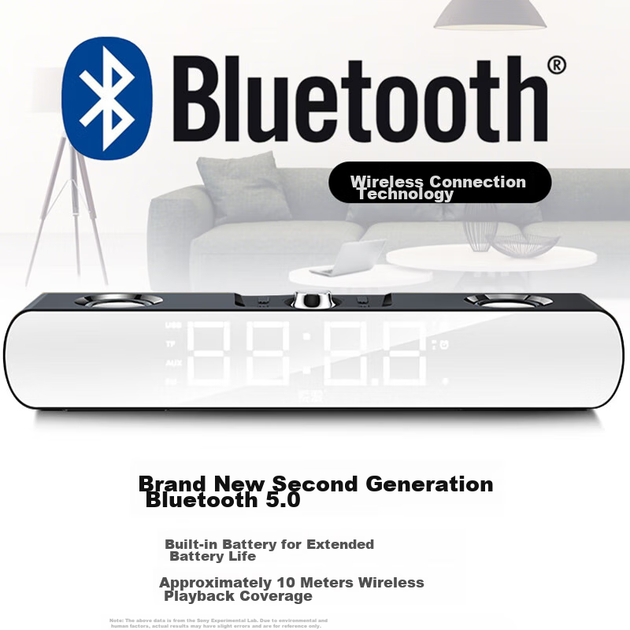Колонки компьютерные Soaiy SH16 Bluetooth с сабвуфером и часами, настольные, черные - изображение 10