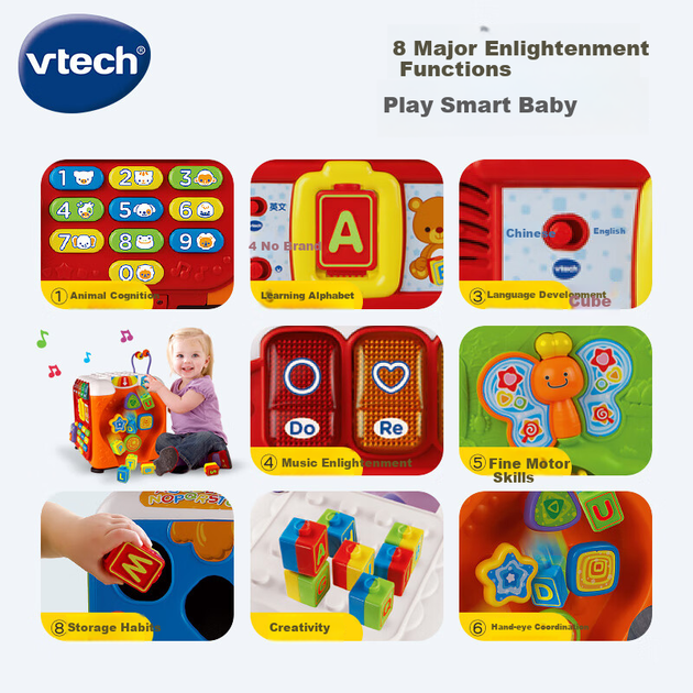 Сортер VTech дитячий шестигранний навчальний, розвивальна іграшка для малюків - Фото 7 Сортер VTech дитячий шестигранний навчальний, розвивальна іграшка для малюків - зображення 7