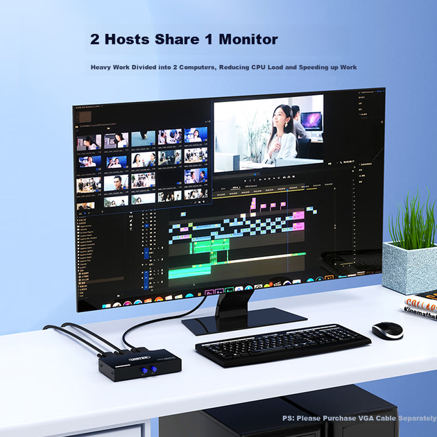Видеокоммутатор Unitek U-8704 VGA 2 входи / 1 выход, черный - изображение 4