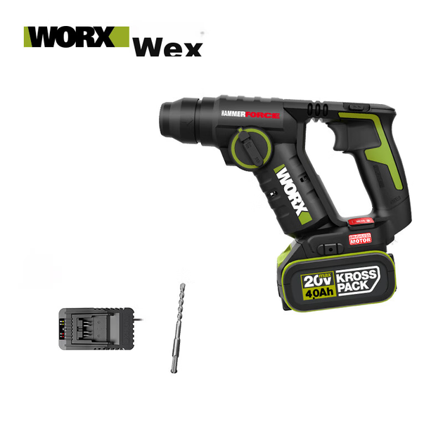 Перфоратор WORX WU380S аккумуляторный 20 В бесщеточный с аккумулятором 4.0 Ач - изображение 10