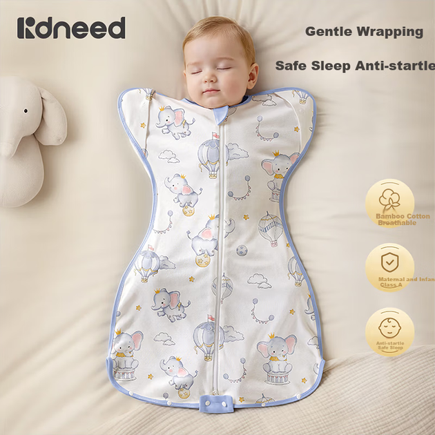 Спальный мешок Kidsneed для новорожденных хлопковый с защитой живота, 0-6 месяцев - изображение 4