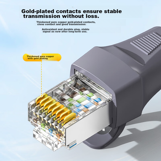 Патч-корд Choseal CT600A Cat 6 екранований 1 Гбіт/с 20 м Сірий (CT600AT20) - Фото 5 Патч-корд Choseal CT600A Cat 6 екранований 1 Гбіт/с 20 м Сірий (CT600AT20) - зображення 5