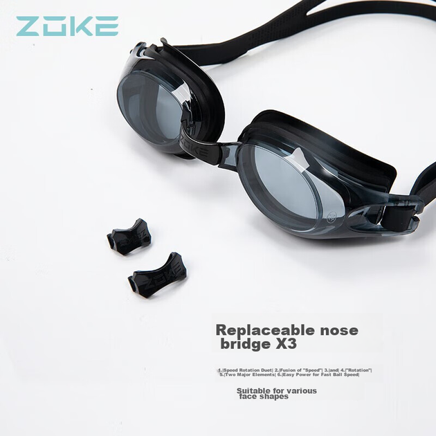 Очки для плавания стартовые ZOKE 621601301-1 с диоптриями -2.50, черные - Фото 5 Очки для плавания стартовые ZOKE 621601301-1 с диоптриями -2.50, черные - изображение 5