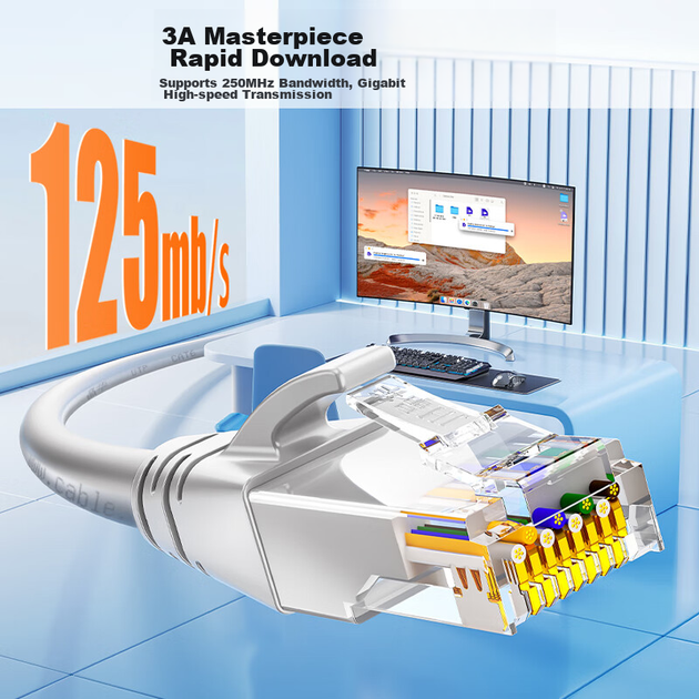 Патч-корд Jinghua Cat 6 UTP 1 Гбит/с 40 м Серый (W191R) - изображение 5