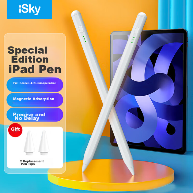 Ємнісний стилус Isky, ручка для Apple iPad, Apple Pencil другого покоління, сенсорна ручка для планшета з функцією рукописного введення, сумісна з iPad 9/10/air5/Pro/Mini, альтернативна ручка для малювання для iPencil - зображення 4
