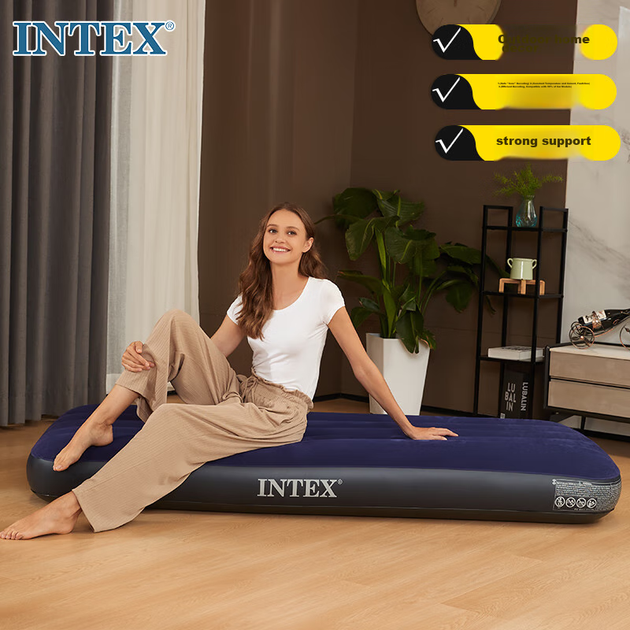 Надувная односпальная кровать INTEX, автомобильная кровать, портативная кровать для сна дома, утолщенный влагостойкий коврик для улицы, складная кровать для палатки, 64756N - изображение 4