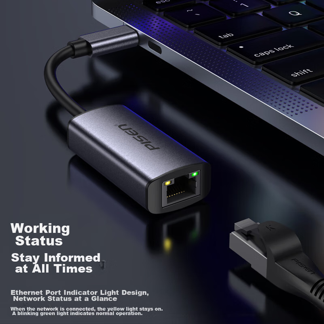 Сетевой адаптер Pisen PGM-WK04 / USB Type-C / Gigabit Ethernet - изображение 9