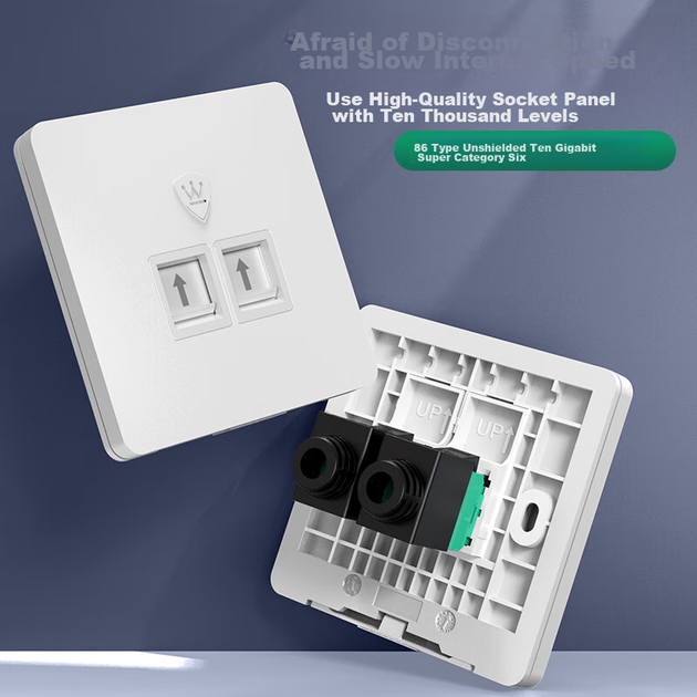 Оптическая розетка WANJEED 1-41536 Cat6a 10G + 2 порта SC, белая - изображение 4