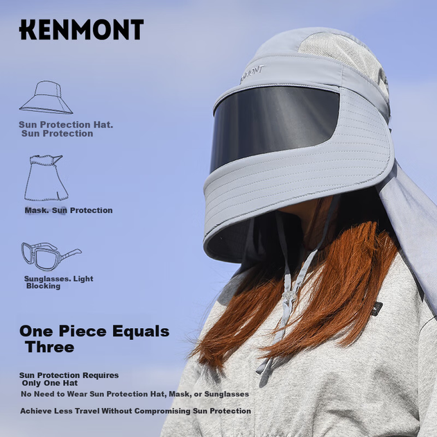 Солнцезащитная маска-шляпа Kenmont 3779 для женщин с полным покрытием лица и шеи, летняя, с УФ- и ветрозащитой - изображение 6