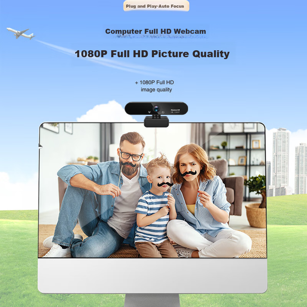 Веб-камера Newmine 1080P с микрофоном широкоугольная USB - изображение 5