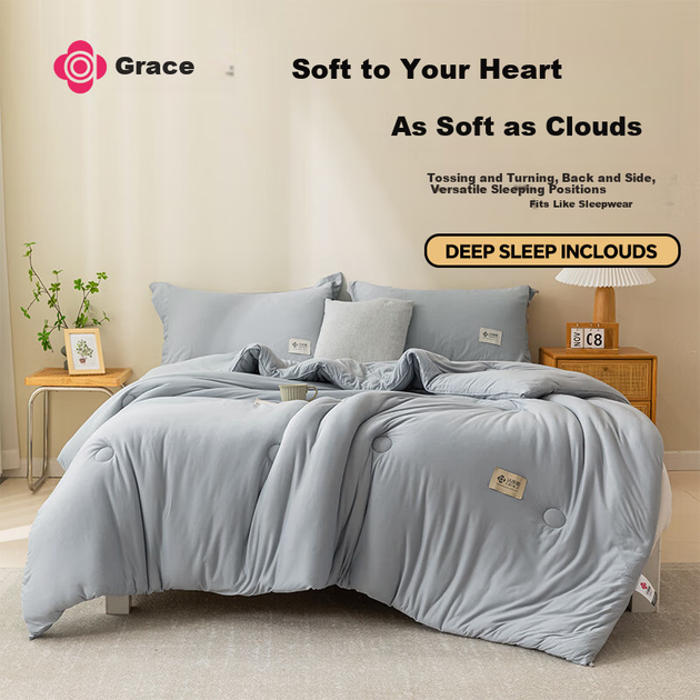 Одеяло Grace 10A антибактериальное односпальное всесезонное, 150x200 см, 2 кг, серое - изображение 5