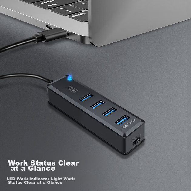 Хаб Chuanyu USB Type-C 3.2 Gen2 на 4 порта, 10 Гбит/с, с питанием Type-C - изображение 8