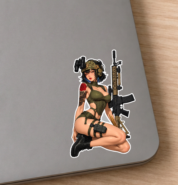 Набор стикеров Military girl 5шт 10см, влагостойкая пленка с защитным покрытием - изображение 6