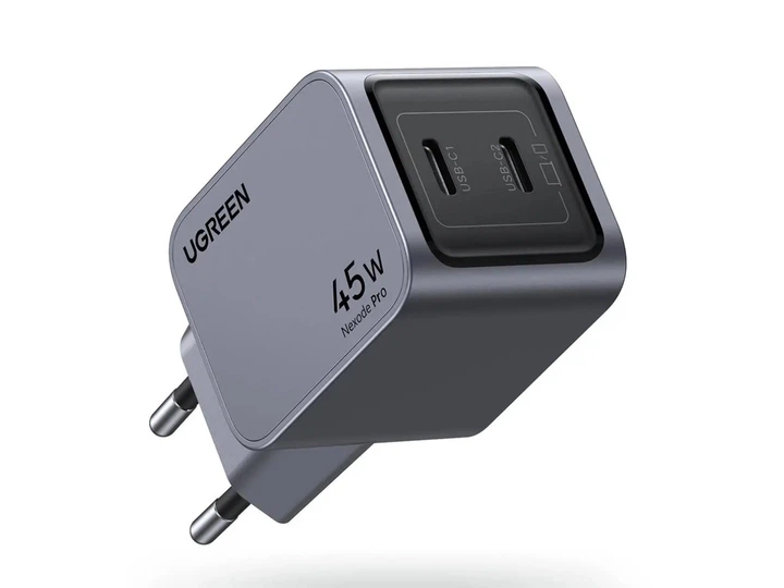 Сетевое зарядное устройство UGREEN X707 USB-C+USB-C 45W PD GaN Tech Charger Space Gray (35008) - Фото 1 Сетевое зарядное устройство UGREEN X707 USB-C+USB-C 45W PD GaN Tech Charger Space Gray (35008) - изображение 1