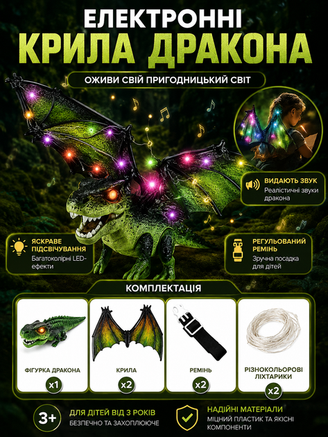 Интерактивные Крылья Дракона "Dragon Wings" 545 на батарейках, музыка, крепление на спину - изображение 4
