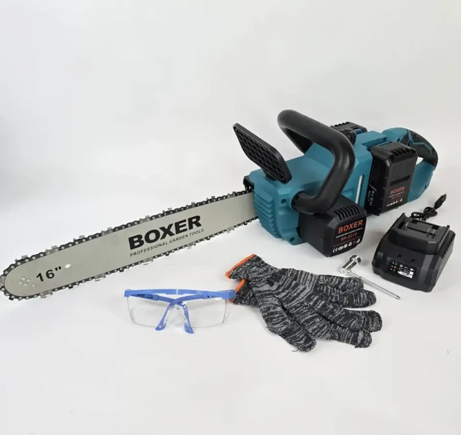 Аккумуляторная цепная пила BOXER BX3316 48 В 5 Ач шина 40 см бесщеточный двигатель с двумя аккумуляторами в кейсе - изображение 8