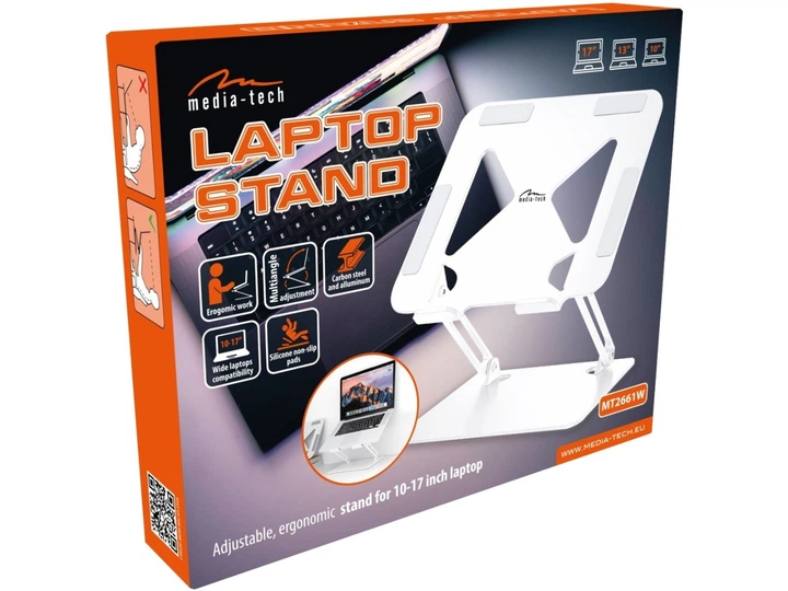 Подставка под ноутбук Media-Tech Laptop Stand 10-17" Aluminum Alloy White (MT2661W) - изображение 5