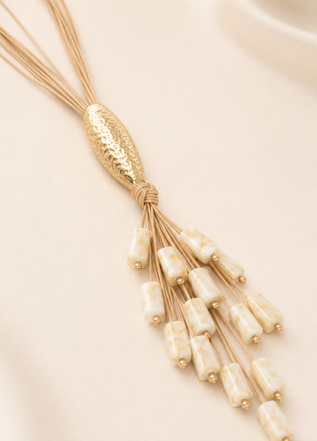Кольє сотуар з намистинами бежевий Gelsomini bijoux 16-022 - One size - бежевий - зображення 3