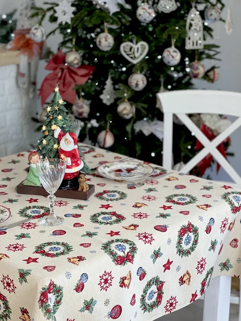 Скатерть гобеленовая MERRY 137х280 см Новогодняя Ассорти - Фото 6 Скатерть гобеленовая MERRY 137х280 см Новогодняя Ассорти - изображение 6