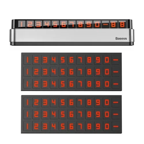 Автовізитка на торпеду Baseus Moonlight Box Series Temporary Parking Number Plate Silver ACNUM-B0S з номером телефону - зображення 3