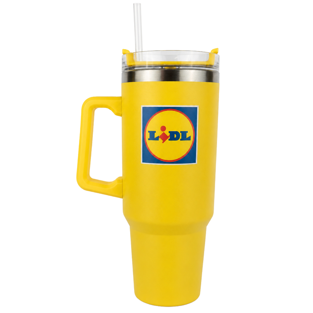 Изотермическая кружка Lidl HG12790B с ручкой и трубочкой 1.2 л Yellow (3_08536) - изображение 2