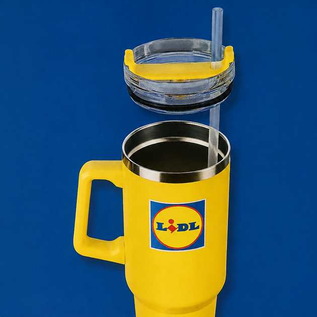 Изотермическая кружка Lidl HG12790B с ручкой и трубочкой 1.2 л Yellow (3_08536) - изображение 6