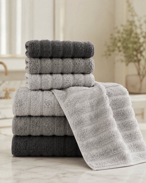 Микро Cotton набор полотенец для лица и тела Серый / Набор махровых полотенец, 6 шт - Фото 3 Микро Cotton набор полотенец для лица и тела Серый / Набор махровых полотенец, 6 шт - изображение 3