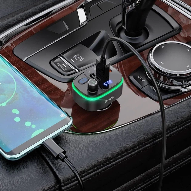 Трансмиттер автомобильный Hoco E62 Bluetooth 2 x USB A + USB C QC3.0 PD 20W Black (6931474756299) - Фото 8 Трансмиттер автомобильный Hoco E62 Bluetooth 2 x USB A + USB C QC3.0 PD 20W Black (6931474756299) - изображение 8
