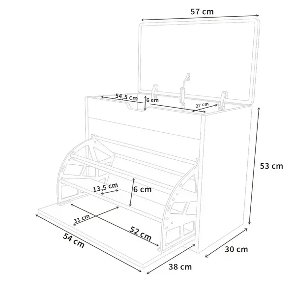 Компактна тумба-лавка BOXIMO для взуття з м’яким сидінням, шухлядою та закритою секцією, сіра - зображення 10