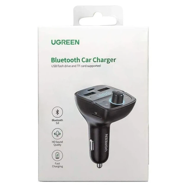 FM-трансмітер UGREEN CD229 Bluetooth 5.0 з зарядним пристроєм 31,5W чорний - зображення 2
