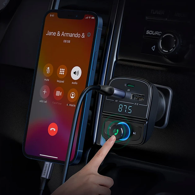 FM-трансмітер UGREEN CD229 Bluetooth 5.0 з зарядним пристроєм 31,5W чорний - зображення 6