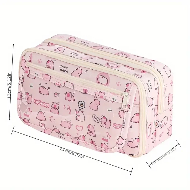 Пенал для карандашей Capybara Print Oxford Cloth - Многофункциональный органайзер для канцелярских принадлежностей - Фото 6 Пенал для карандашей Capybara Print Oxford Cloth - Многофункциональный органайзер для канцелярских принадлежностей - изображение 6