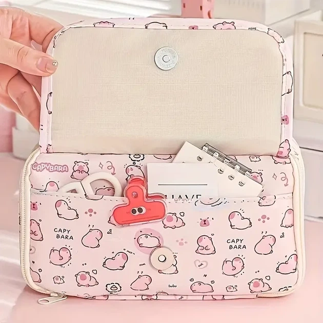 Пенал для карандашей Capybara Print Oxford Cloth - Многофункциональный органайзер для канцелярских принадлежностей - Фото 5 Пенал для карандашей Capybara Print Oxford Cloth - Многофункциональный органайзер для канцелярских принадлежностей - изображение 5