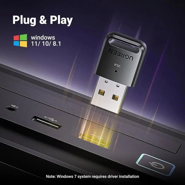 USB Bluetooth-адаптер UGREEN CM748 Bluetooth 5.4 зовнішній до 20 м чорний - зображення 3