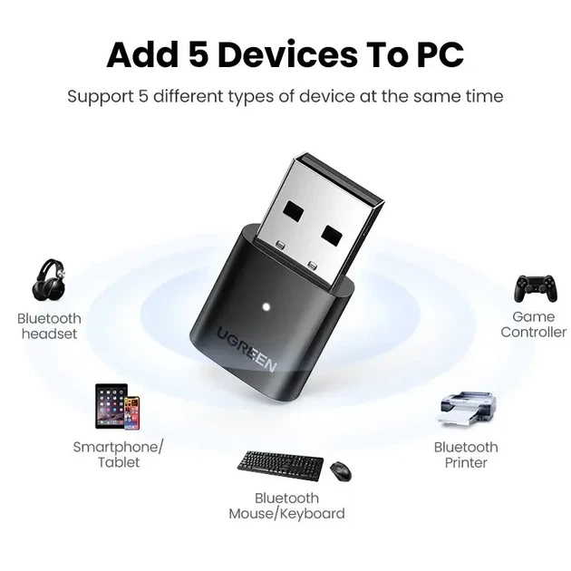 Адаптер USB Bluetooth 5.0 UGREEN CM390 чорний пластик - зображення 4