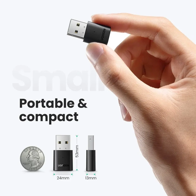 Адаптер USB Bluetooth 5.0 UGREEN CM390 чорний пластик - зображення 5