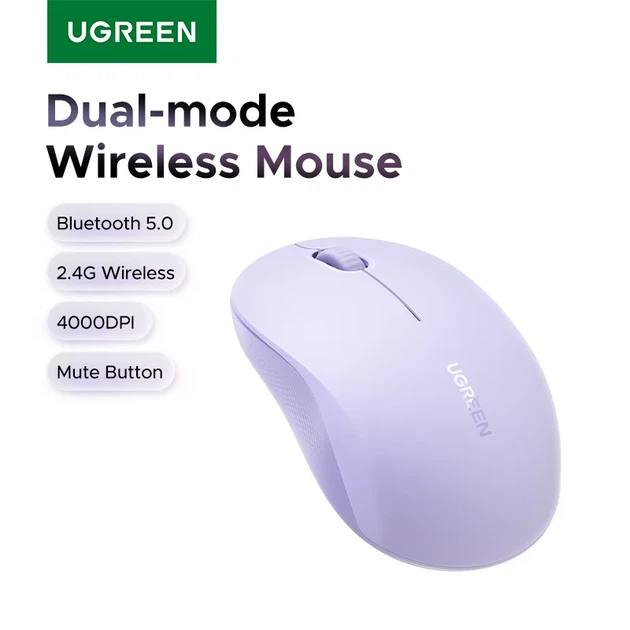 Мышь беспроводная UGREEN M331 4000 dpi пластиковая фиолетовая - изображение 3