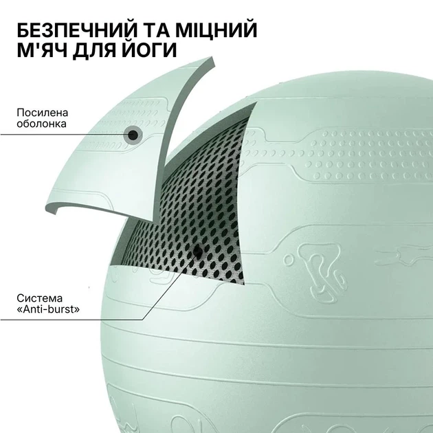 Мяч для фитнеса йоги пилатеса и беременных WCG Balance Pro 65 см Anti-Burst Фитбол для тренировок дома и в спортзале с насосом нагрузка до 500 кг Светло зеленый - Фото 5 Мяч для фитнеса йоги пилатеса и беременных WCG Balance Pro 65 см Anti-Burst Фитбол для тренировок дома и в спортзале с насосом нагрузка до 500 кг Светло зеленый - изображение 5