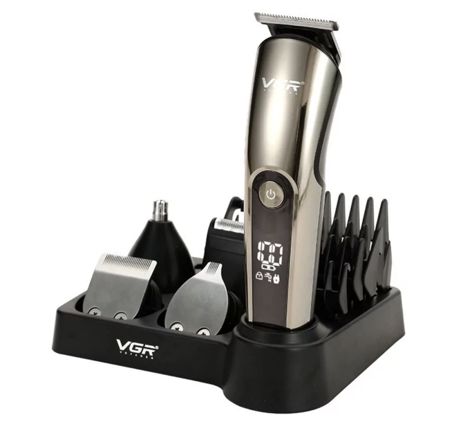 Триммер для бороды и усов VGR V107 машинка для стрижки 11 в 1 с лезвиями из нержавеющей стали весом 138 г для профессионального ухода и окантовки волос в домашних условиях с длительным временем автономной работы 150 минут и быстрой зарядкой - изображение 2