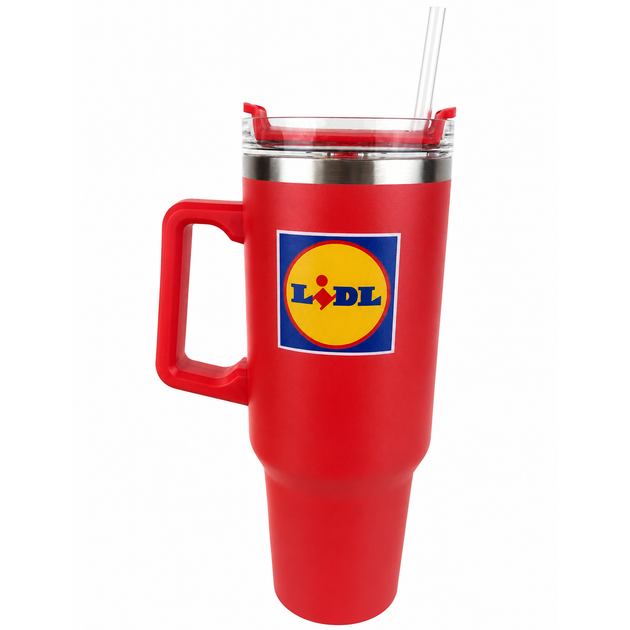 Изотермическая кружка LIDL с ручкой, крышкой и трубочкой 1,2 л HG12790C Red - изображение 3