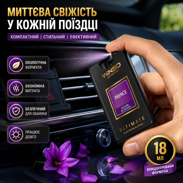 Освежитель воздуха ароматический спрей Winso 18 мл Prince для авто парфюм для нейтрализации запахов и создания приятной атмосферы SK_537120А12 - изображение 2