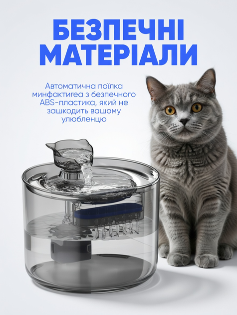 Автоматическая поилка-фонтан для кошек и собак 2.2 л — питьевой фонтанчик-поилка с фильтром, 2 режима подачи, циркуляция и аэрация, USB, - изображение 5