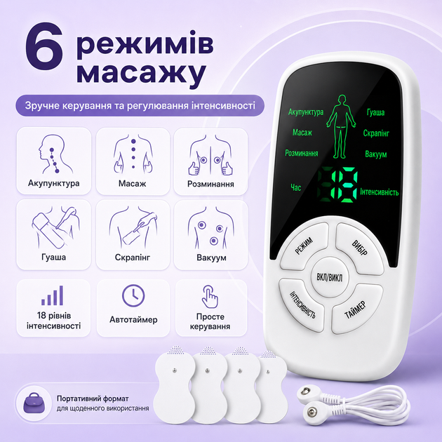 Акумуляторний електроімпульсний масажер-міостимулятор - зображення 3