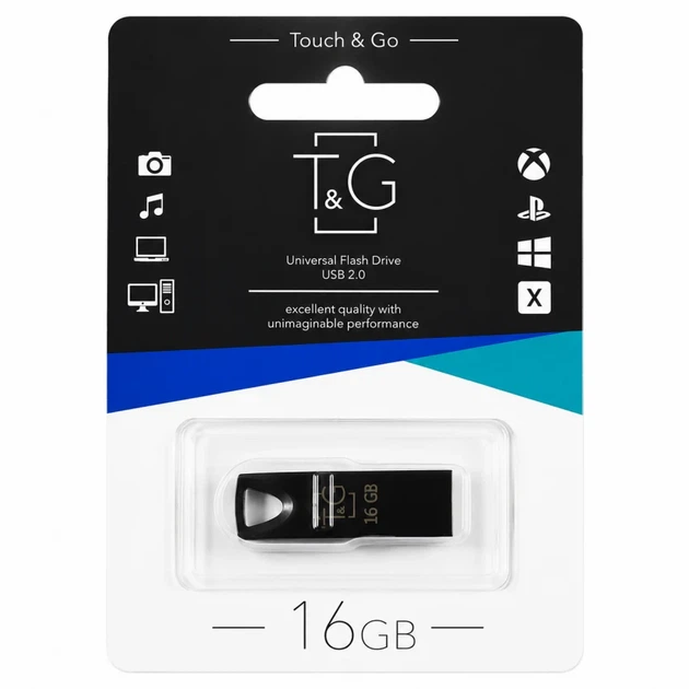Флеш-память USB 2.0 T&G Metal 16GB моноблок металл черный - Фото 2 Флеш-память USB 2.0 T&G Metal 16GB моноблок металл черный - изображение 2
