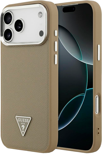 Etui Guess Grained Triangle Logo MagSafe do iPhone 17 Pro Max Brown (3666339490553) - Zdjęcie 1 Etui Guess Grained Triangle Logo MagSafe do iPhone 17 Pro Max Brown (3666339490553) - obraz 1
